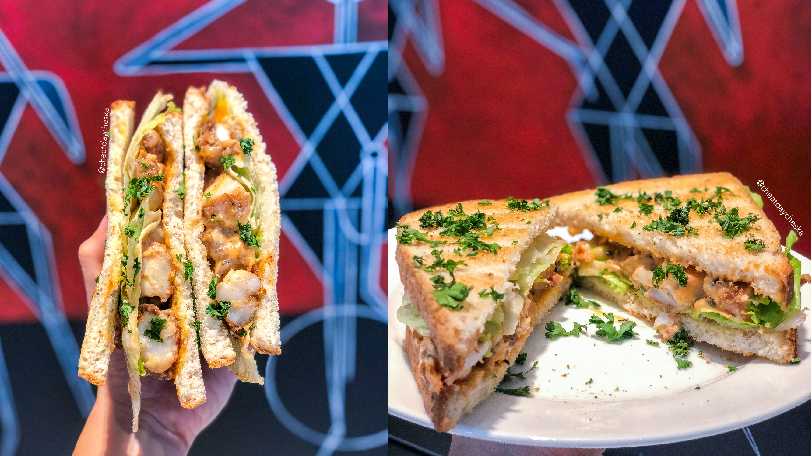 Honey Sriracha Mayo Prawn Sandwich | Recipe by @cheatdaycheska