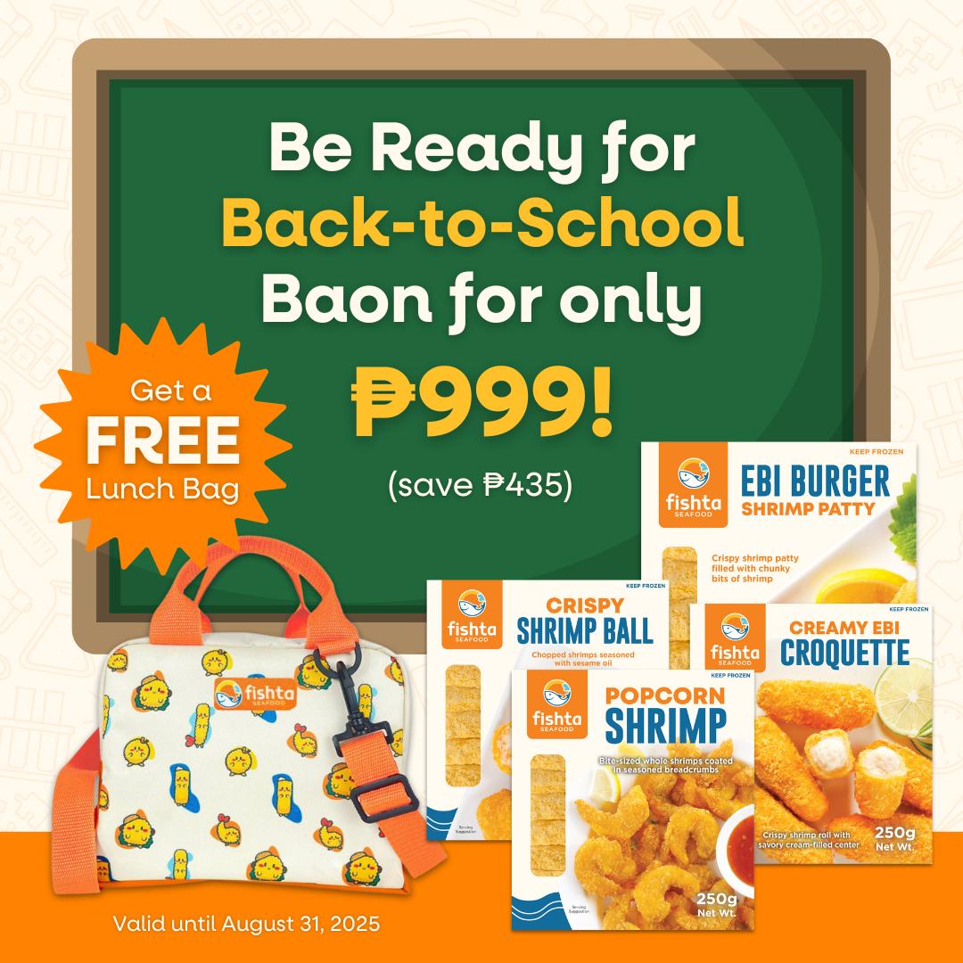 [BACK-TO-SCHOOL BUNDLE] Fishta Shrimp Snack Pack + FREE Lunch Bag – Only ₱999!